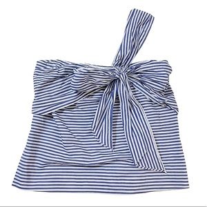 Blue & White Striped Mellie Bow Blouse